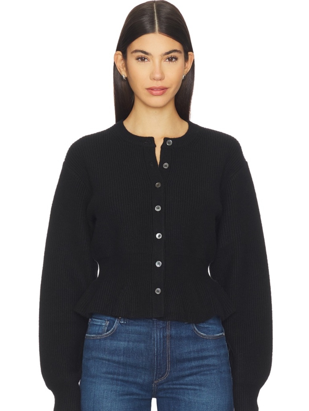 Paige Black Roslin Cardigan Peplum Sweater - Women
